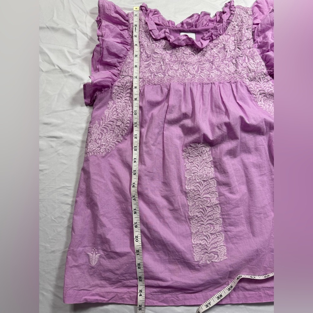 J. Marie Lavender Flutter Sleeve Embroidered Blouse - Picture 7 of 7